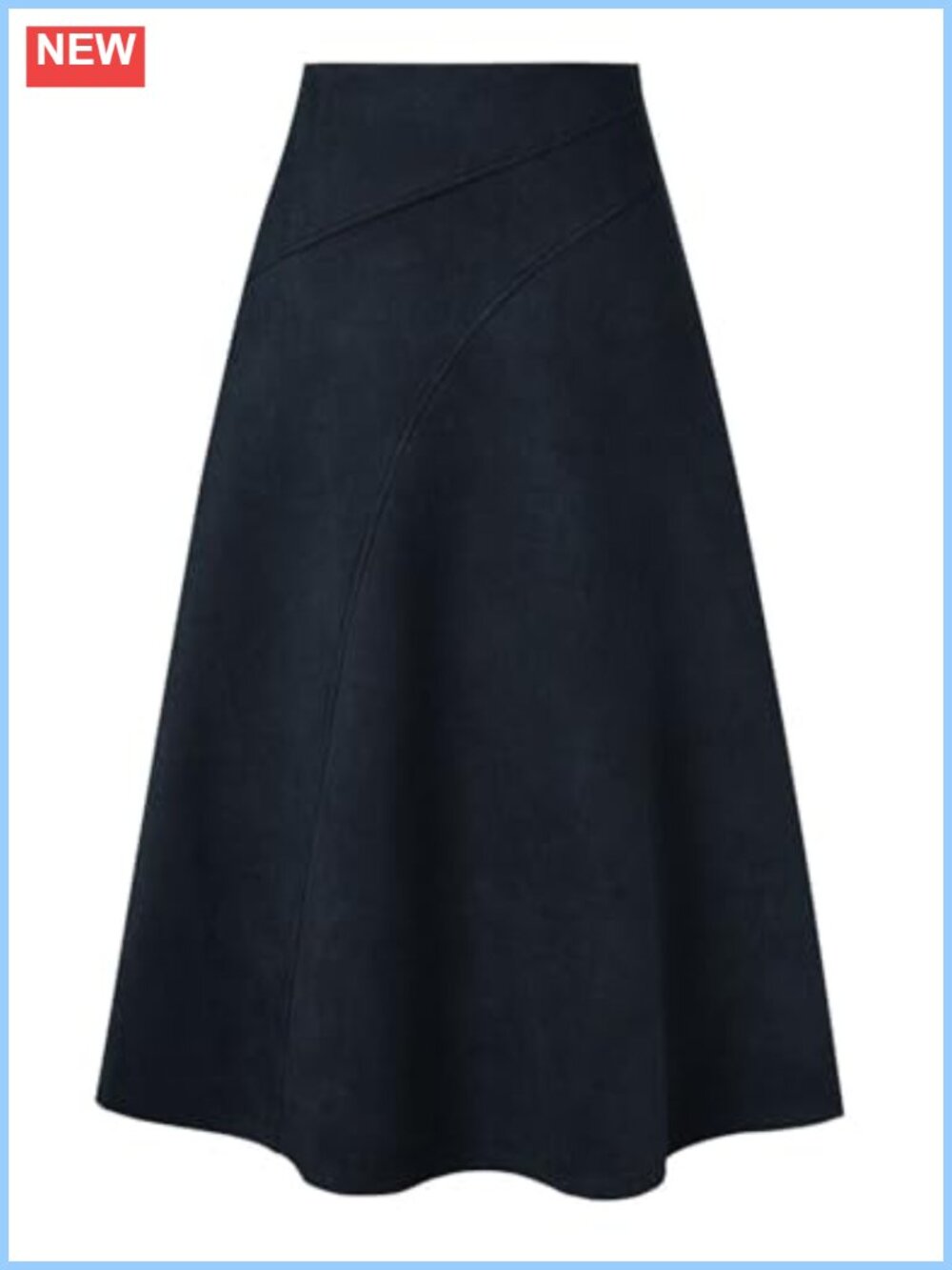Faux Suede High Waist A-Line Midi Skirt Fall Winter Work Casual